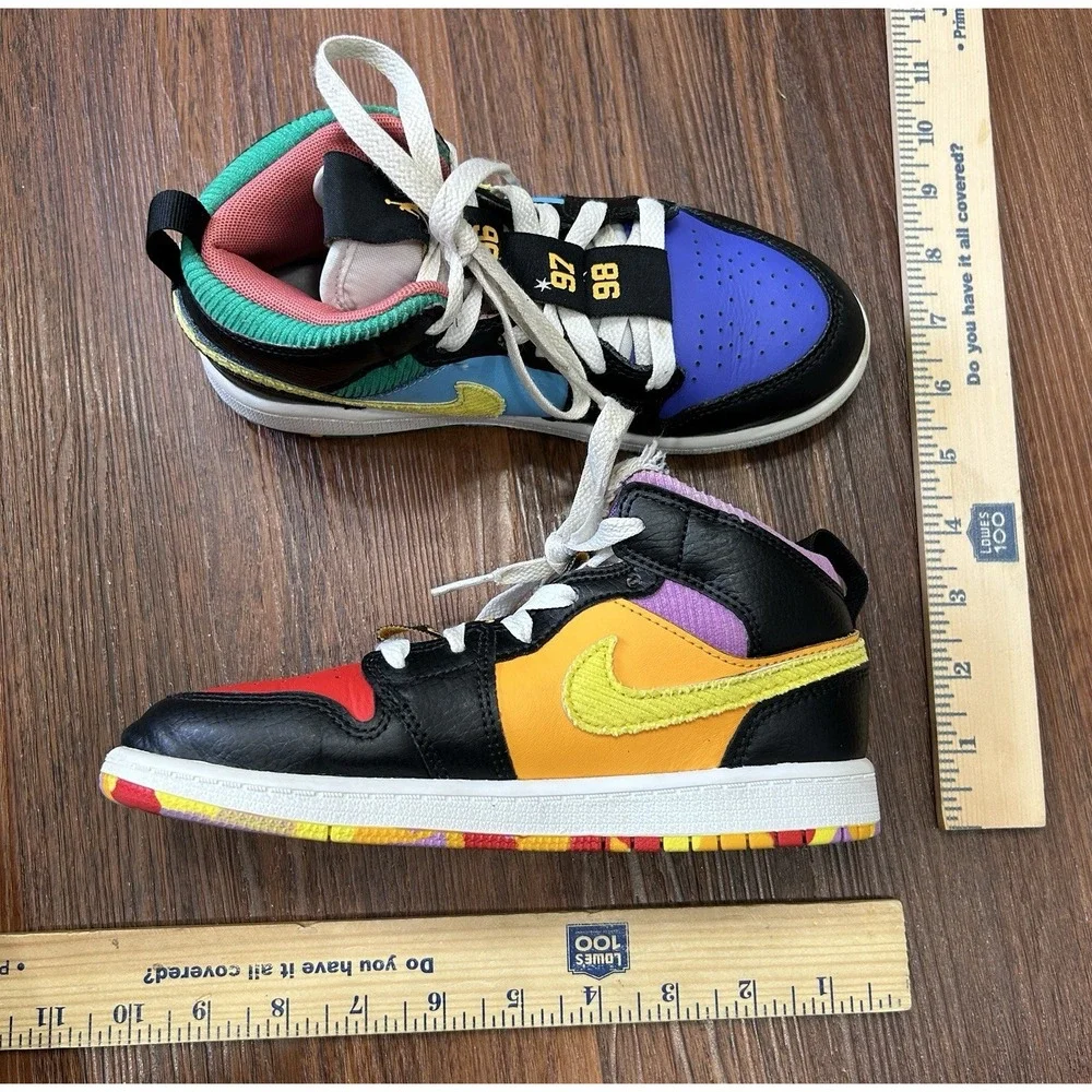 Nike Air Jordan 1 Mid FD1319-007 Unisex Kids Size 2Y Athletic Sneakers Colorful